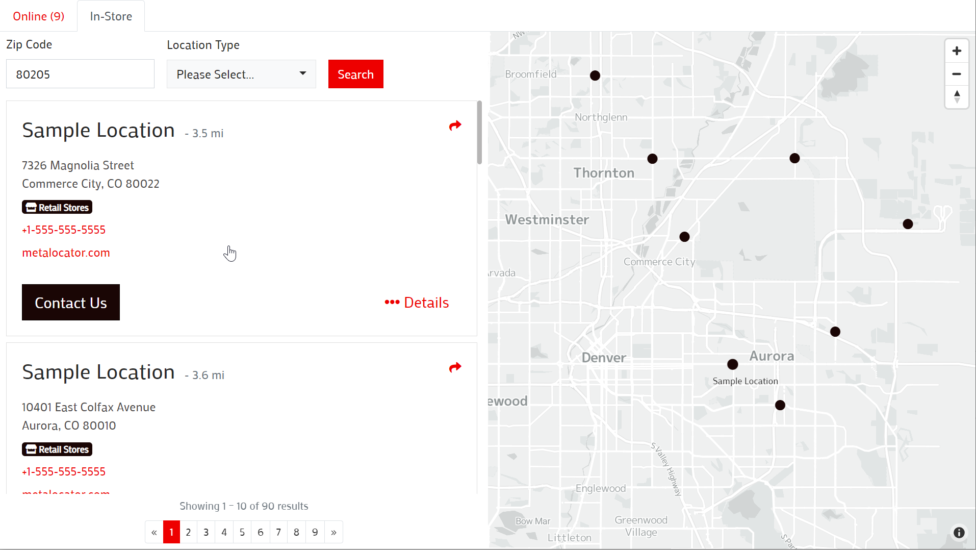 Dealer Locator Example - MetaLocator